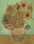Vincent Van Gogh Still life:Vast with Twelve Sunflowers (nn04) USA oil painting artist